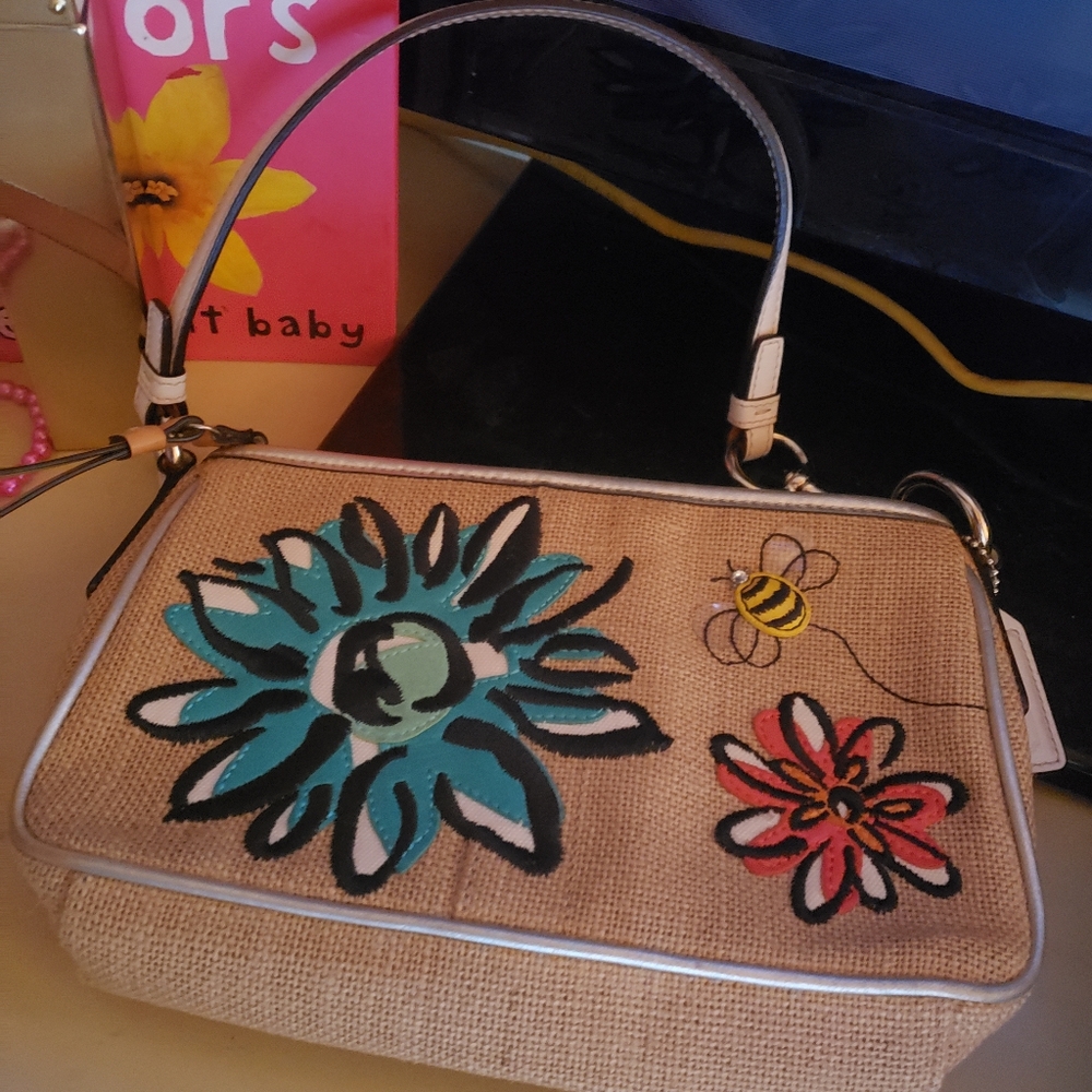 Coach burlap embroidered Poppy collection